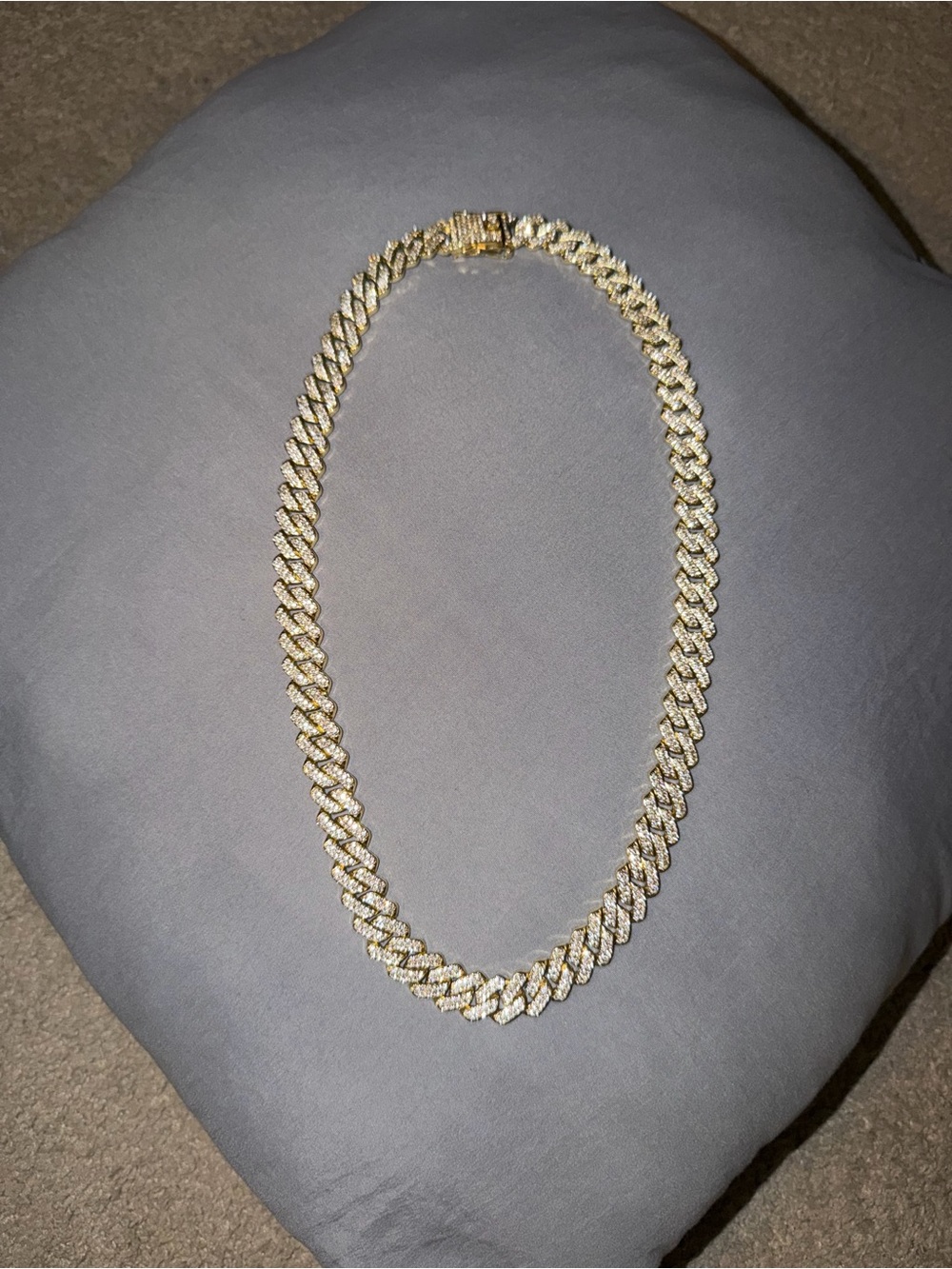 Elegant Iced Out 24inch Miami Cuban 14k Gold Lab Diamond Chain